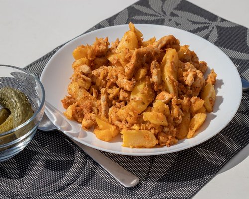 Healthy homemade dinner plate with local Hungarian ingredients